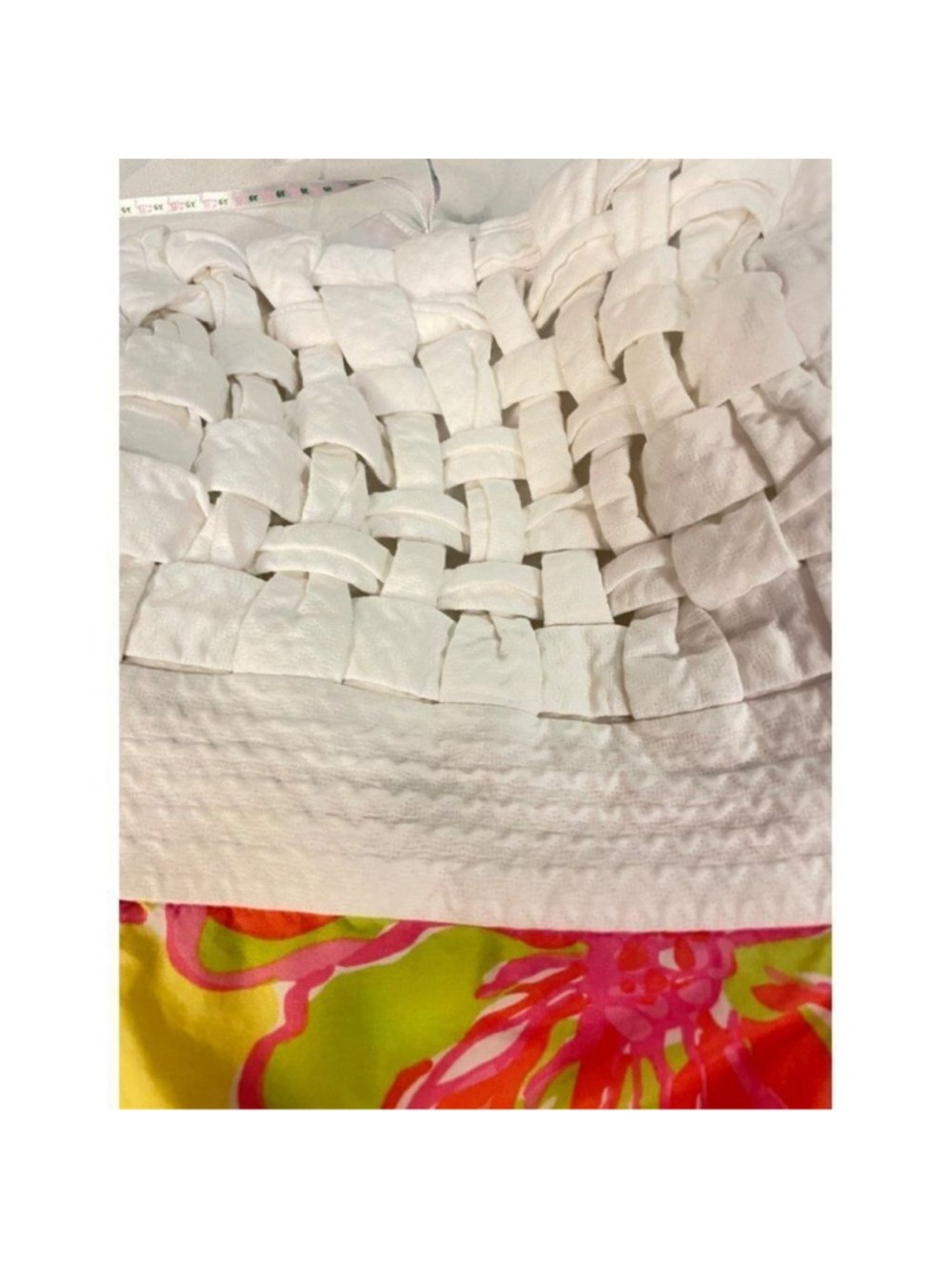 Lilly Pulitzer Starfruit Yellow Pink White Betsey Basketweave Strapless Dress 6 - Picture 5 of 7